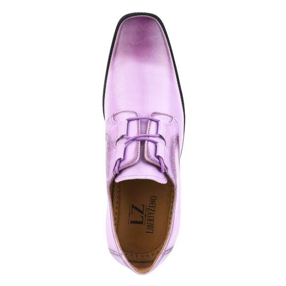 LIBERTYZENO Mens Oxford Burnished Toe Lace Up Genuine Leather Dress Shoes
